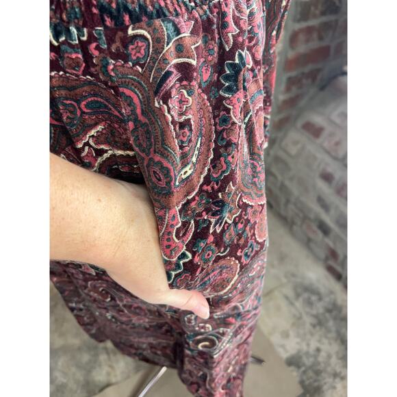 skirt velour paisley  Aline maroon wine pink - Picture 7 of 9